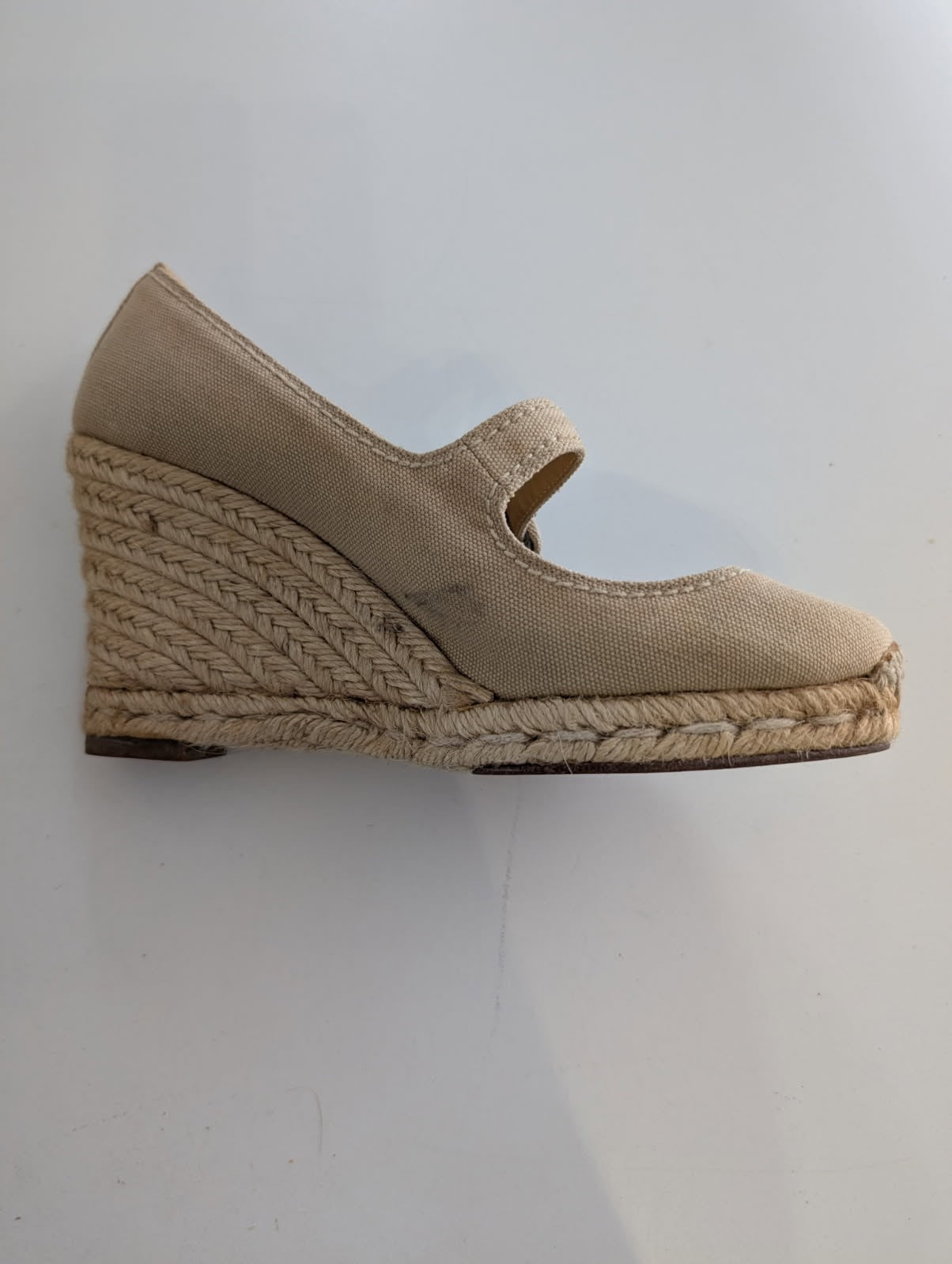 Christian Louboutin Canvas Wedge Espadrilles - Beige Mary Jane Heels - Image 4
