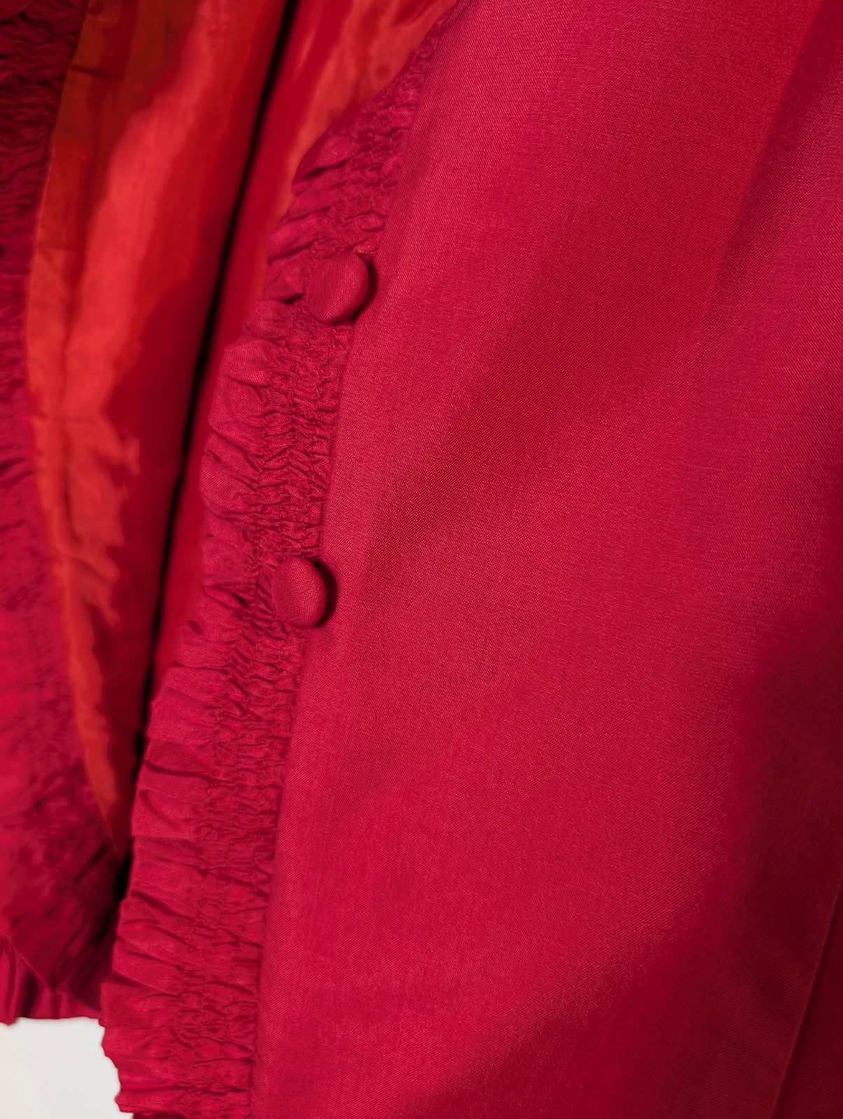 Sarissa Red Silk Ruffled Trim Jacket - Women's Size XL - Image 5