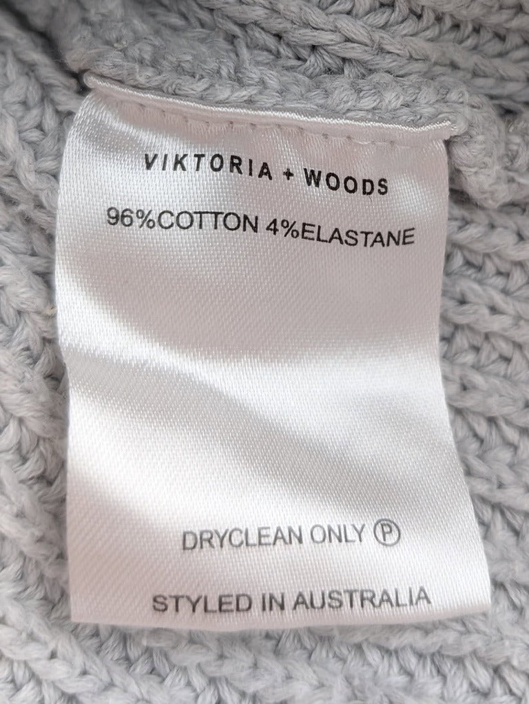 Viktoria + Woods Grey Cotton Knit Sweater - Braided Detail Size 2 - Image 4
