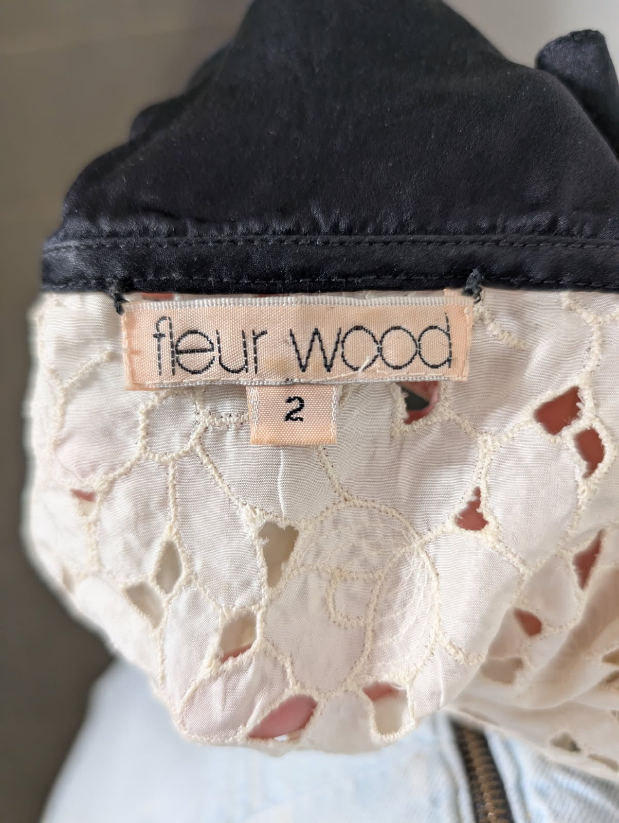 Fleur Wood Silk Lace Camisole - Cream & Black Ruffle Trim Size 2 - Image 4