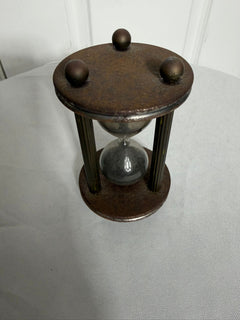 Vintage Industrial Style Brass and Wood Hourglass Sand Timer - Image 4