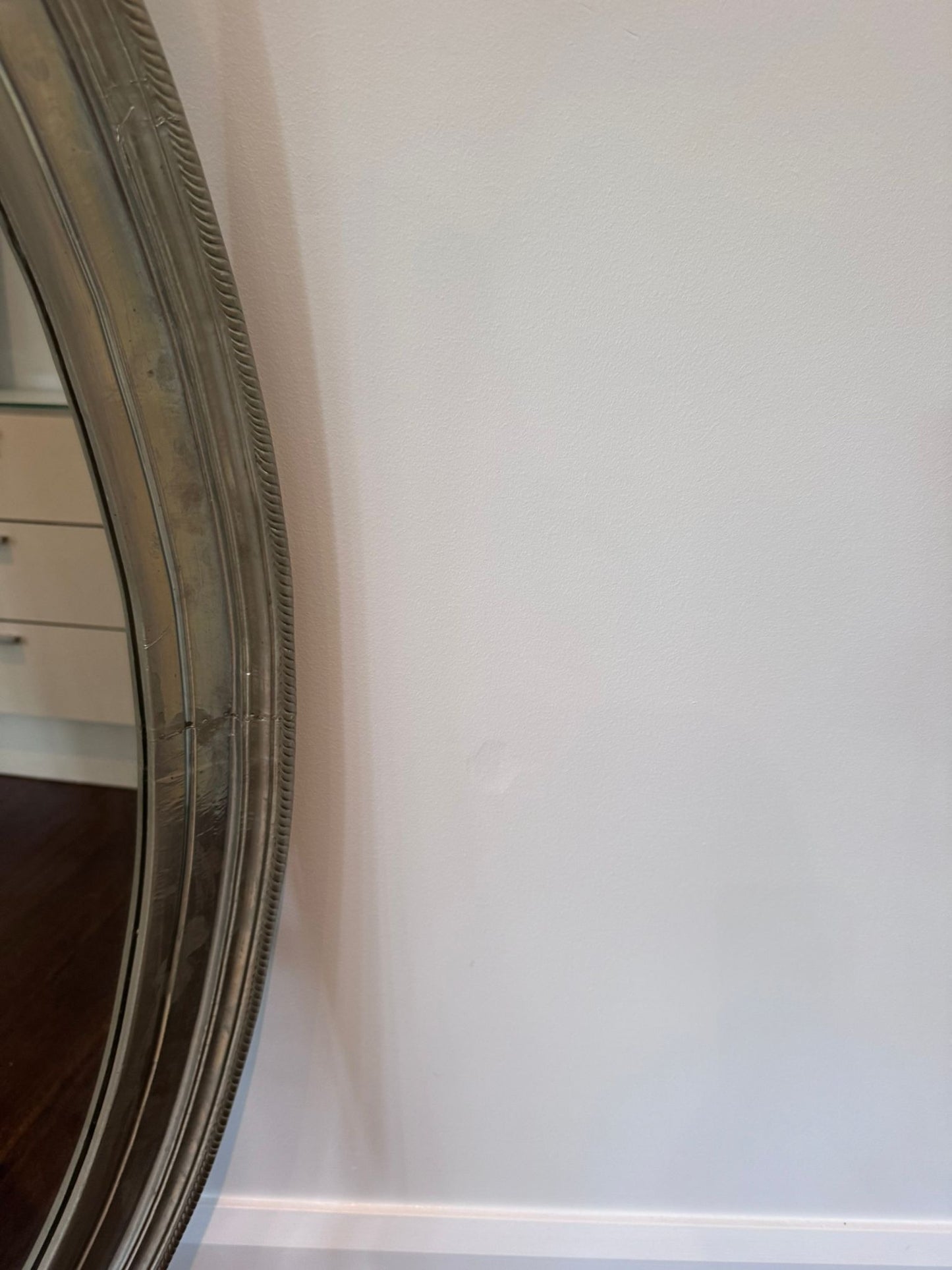 Coco Republic Oval Wall Mirror - Aged Silver Beaded Frame - Image 5