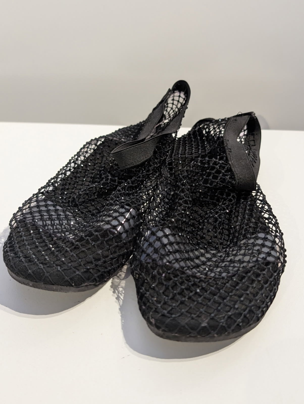 Black Mesh Fishnet Flat Sandals - Size EU 40 - Image 4