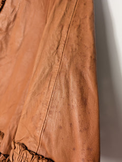 Scanlan & Theodore Leather Ruffle Bolero Jacket Tan - Image 4
