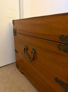 Antique Chinese Elm Wood Blanket Chest with Brass Hardware - Image 4