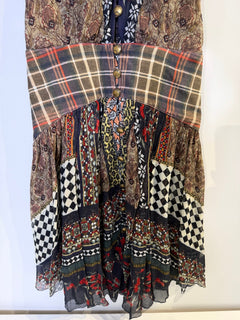 Camilla Silk Patchwork Mini Dress Vibrant Bohemian Print Size XS - Image 4