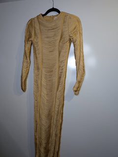 ASOS Design Gold Fringe Long Sleeve Dress UK 4 - Image 4