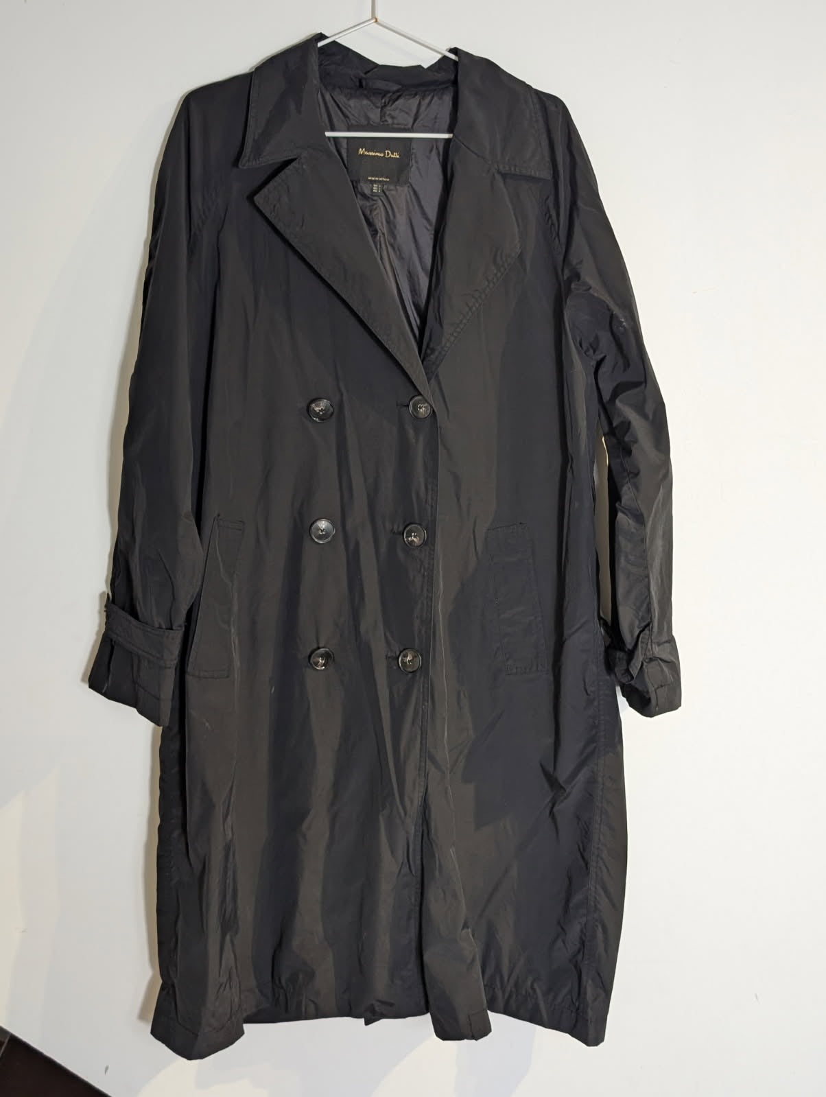 Massimo Dutti Double-Breasted Padded Trench Coat - Black Size L - Image 4