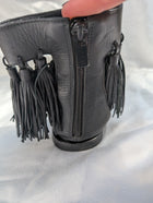 Loeffler Randall Leather Fringe Ankle Sandals Black - Image 4