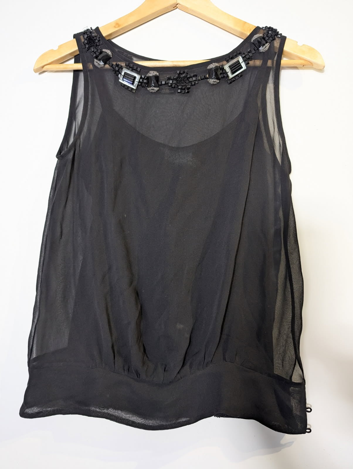 Collette Dinnigan Embellished Silk Sleeveless Top - Black XS - Image 4