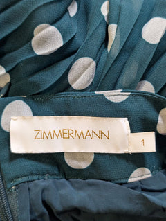 Zimmermann Pleated Midi Skirt Dark Green Polka Dot Size 1 - Image 4