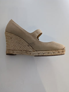 Christian Louboutin Canvas Wedge Espadrilles - Beige Mary Jane Heels - Image 4