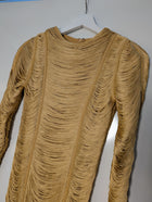 ASOS DESIGN Gold Fringe Long Sleeve Gown Women's UK 4 - Image 4