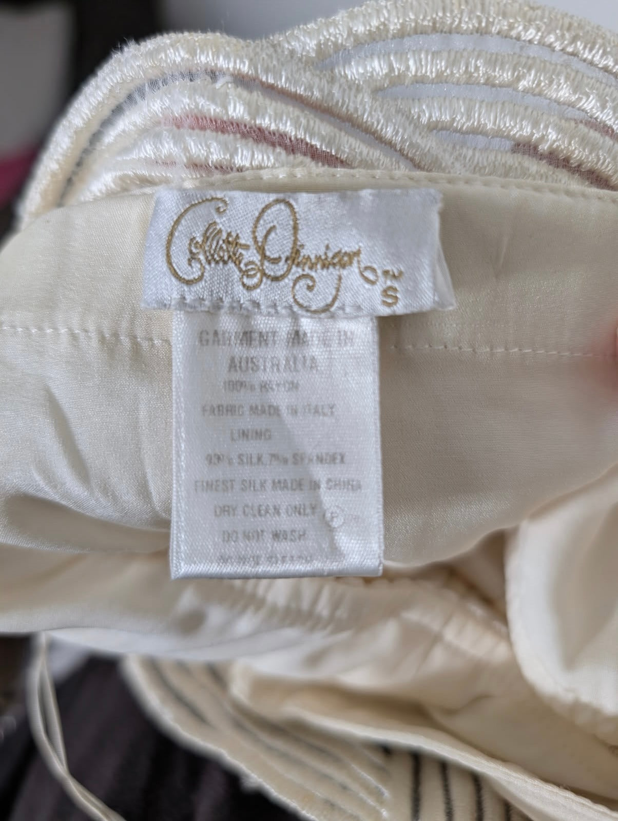 Collette Dinnigan Strapless Geometric Embroidered Dress - Cream Size S - Image 4