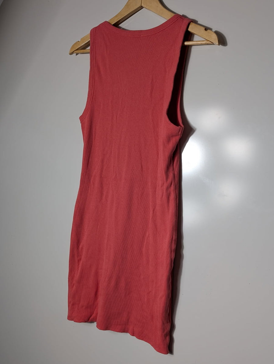 Kookai Ribbed Tank Top Coral Pink Size 2 - Image 4