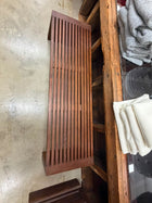 Pair of George Nelson Style Slatted Platform Bench Brown 130cm - Image 4