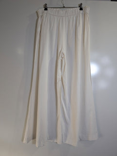 Zara Wide-Leg Linen-Blend Trousers White Women's Size L - Image 4