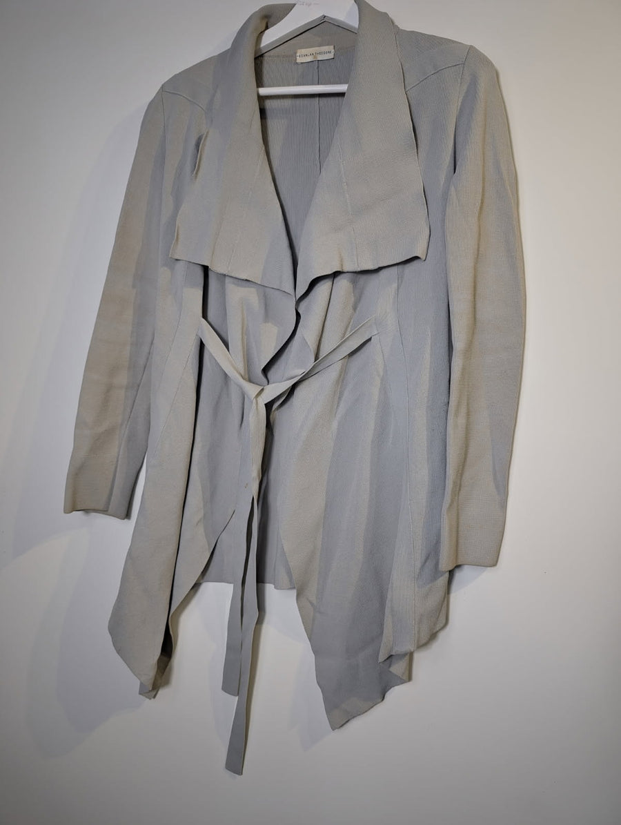Scanlan Theodore Crepe Knit Waterfall Jacket Grey - Image 3