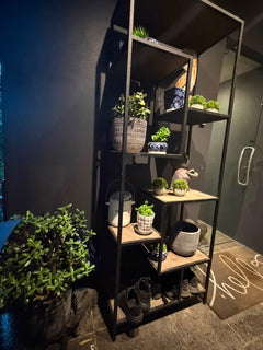 Coco Republic Industrial Display Shelving Unit Asymmetrical Metal and Wood - Image 4