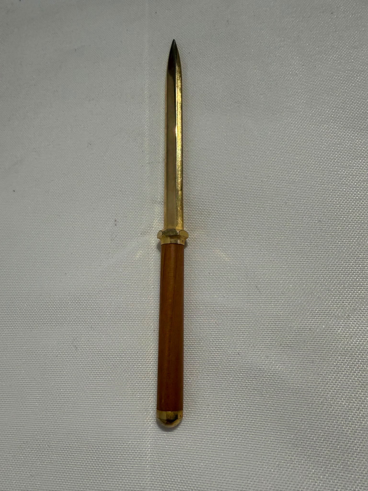 Vintage Brass and Wood Handle Letter Opener Gold and Brown - Image 4