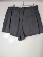 Witchery Linen Blend Elastic Waist Shorts Charcoal Grey Size 12 - Image 4