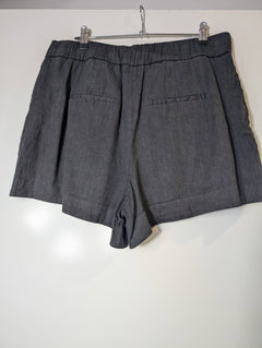 Witchery Linen Blend Elastic Waist Shorts Charcoal Grey Size 12 - Image 4