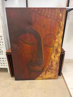 Buddha Face Metal Wall Art Panel Bronze Gold 87 x 132 cm - Image 4