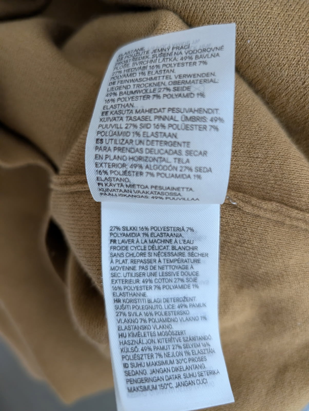 H&M Silk Blend Knit Polo Shirt Tan Women's XS - Image 4