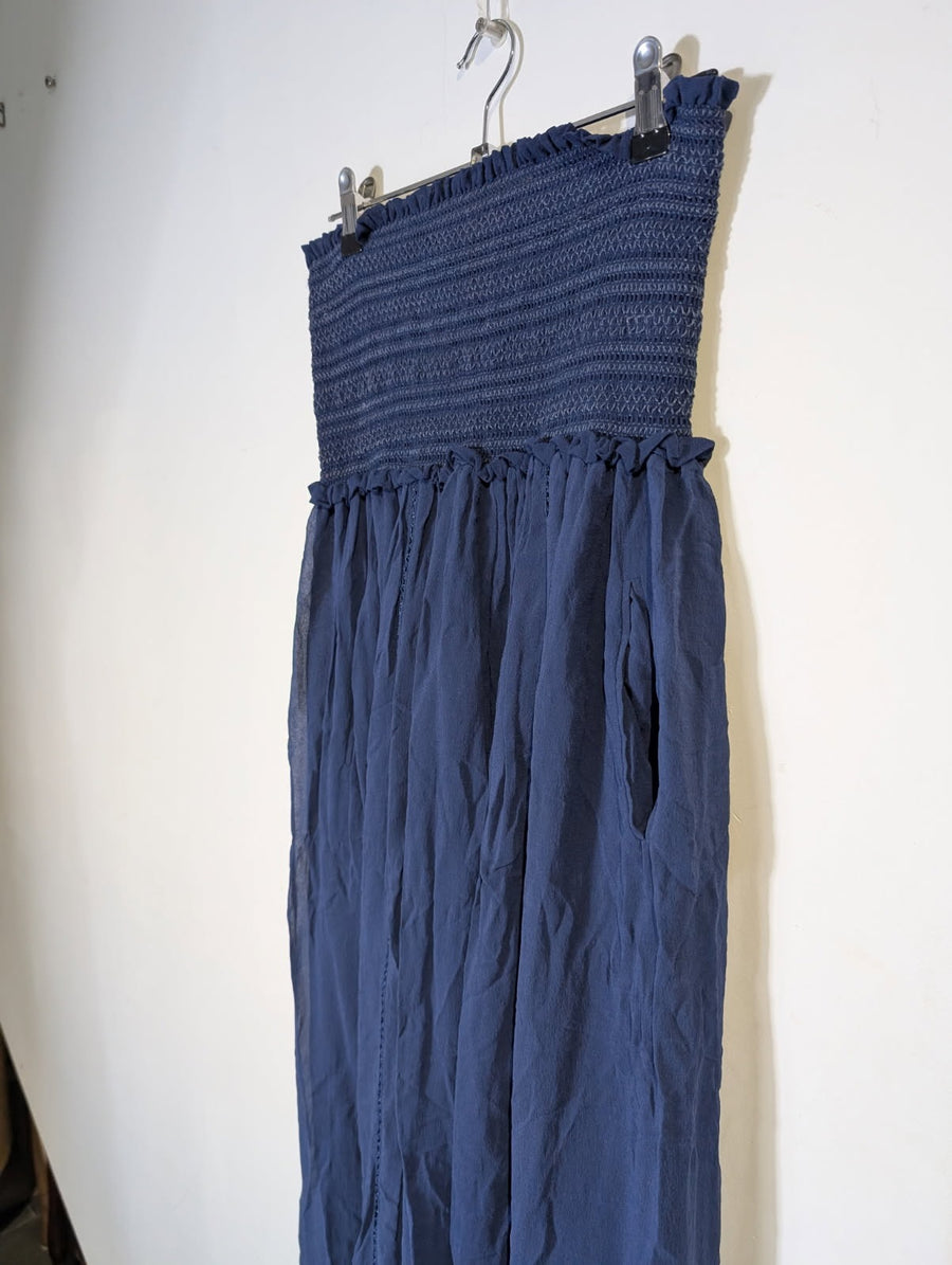 Isabel Marant Blue Smocked Strapless Maxi Dress - Size 36 - Image 4