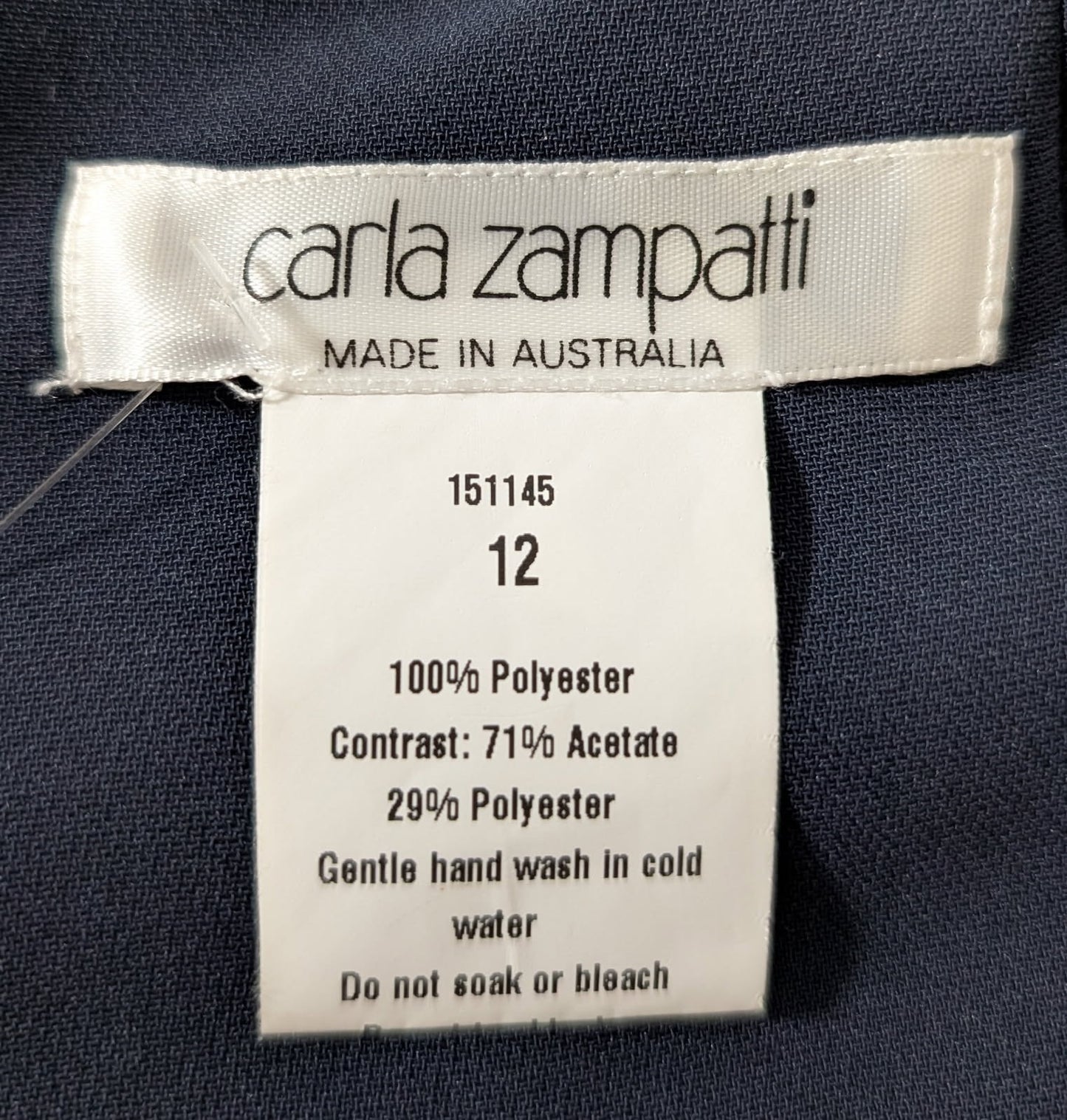Carla Zampatti Lapis Georgette Ethereal Tux Top - Navy Size 12 - Image 4