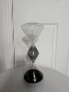 Modern Diamond-Shaped Glass Hourglass with Black Sand - Image 5