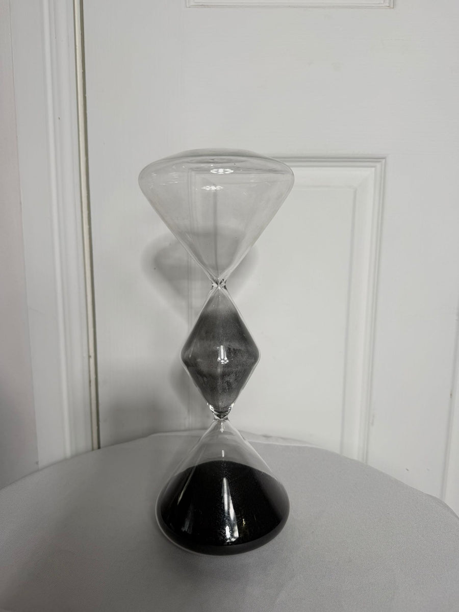 Modern Diamond-Shaped Glass Hourglass with Black Sand - Image 5
