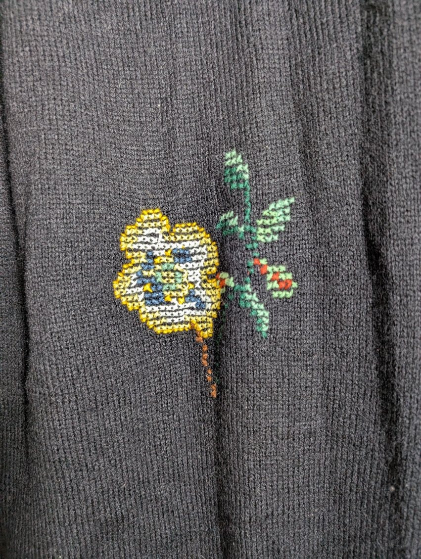 Golden Spiderweb by Elizabeth Floral Knit Cardigan Black - Image 4