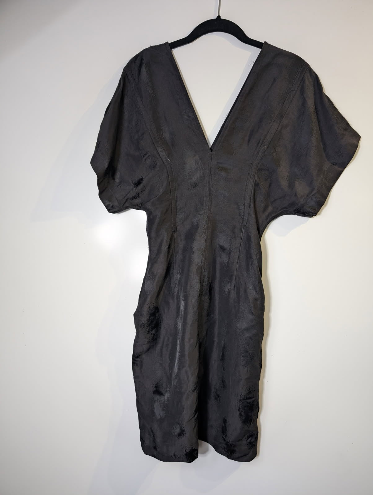 Bassike V-Neck Dress Black Linen Blend Size 0 - Image 1