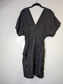 Bassike V-Neck Dress Black Linen Blend Size 0 - Image 1