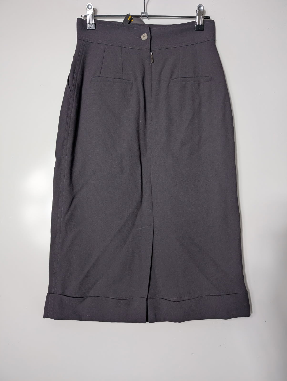 Fendi High-Waisted Midi Skirt - Dark Grey Wool Size 40 - Image 5