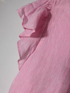 Alessandra Linen Ruffle Detail Blouse Pink Size S - Image 4