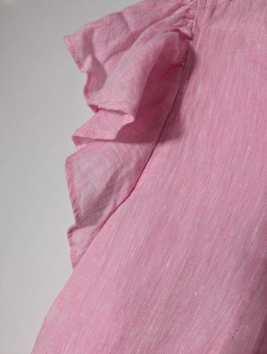 Alessandra Linen Ruffle Detail Blouse Pink Size S - Image 4