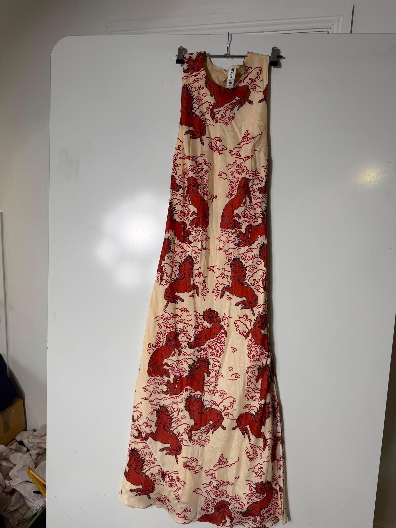 Alix of Bohemia Silk Horse Print Maxi Dress Cream Red Size S - Image 4