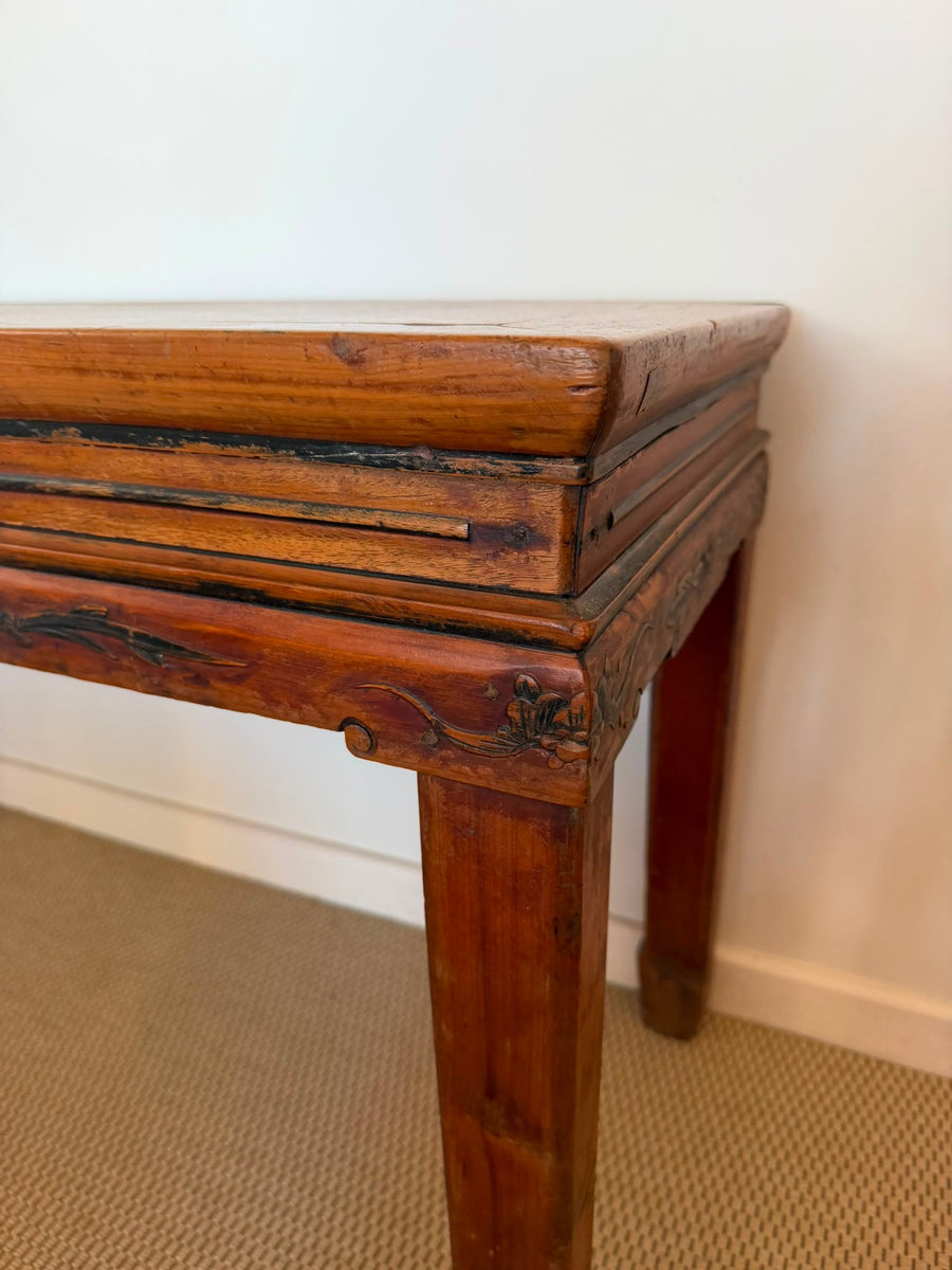 Antique Chinese Elm Wood Altar Table Rustic Console Bench Hall Table - Image 4
