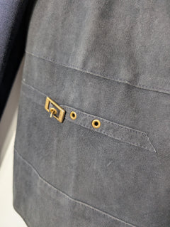 Basler Weekend Wool and Suede Zip-Up Jacket Navy EU 38 UK 12 - Image 4
