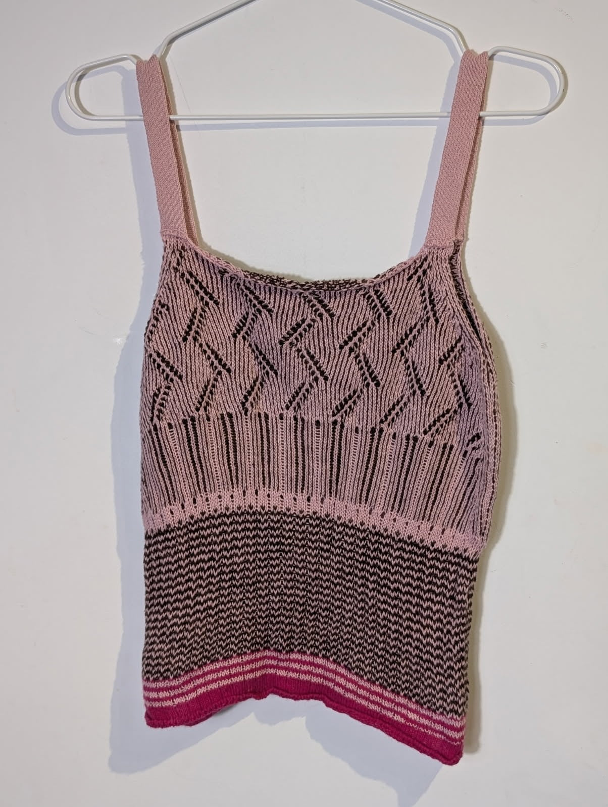 Dries Van Noten Knit Tank Top - Pink & Brown Patterned Size Small - Image 4