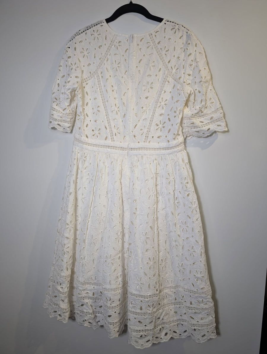 Zimmermann Eyelet Lace Midi Dress White Size 3 - Image 4