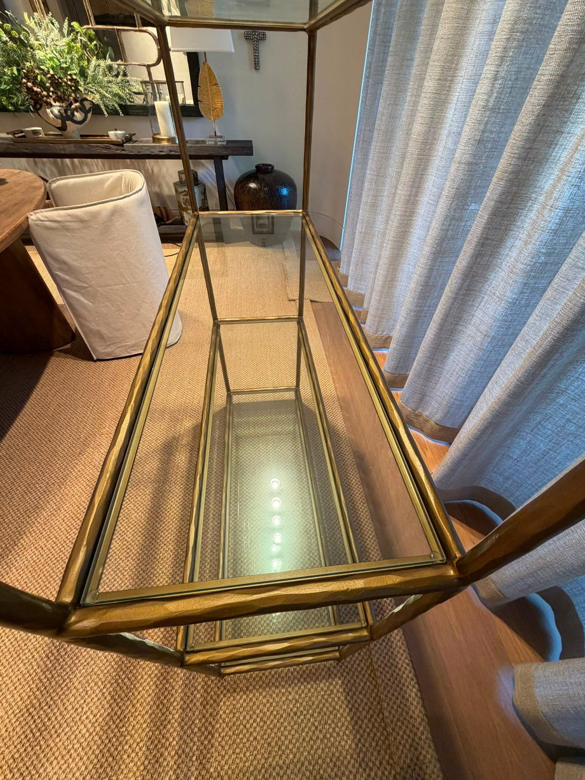 Restoration Hardware Gold Metal & Fluted Glass Etagere Bookshelf - Image 4