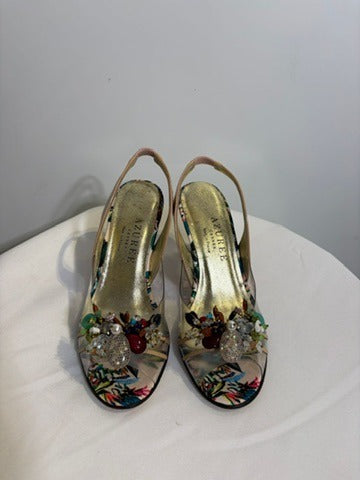 Azurée Cannes Floral Vinyl Slingback Heels EU 36 - Image 2