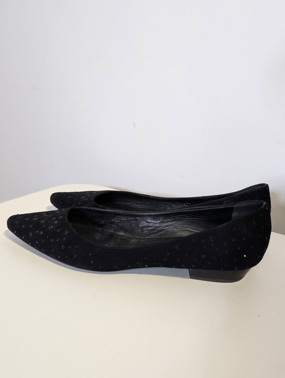 Giuseppe Zanotti Design Black Suede Studded Pointed Toe Flats - EU 41 - Image 4
