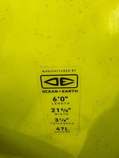 Ocean & Earth Ezi Rider Surfboard 6'0 Blue and Yellow - Image 4