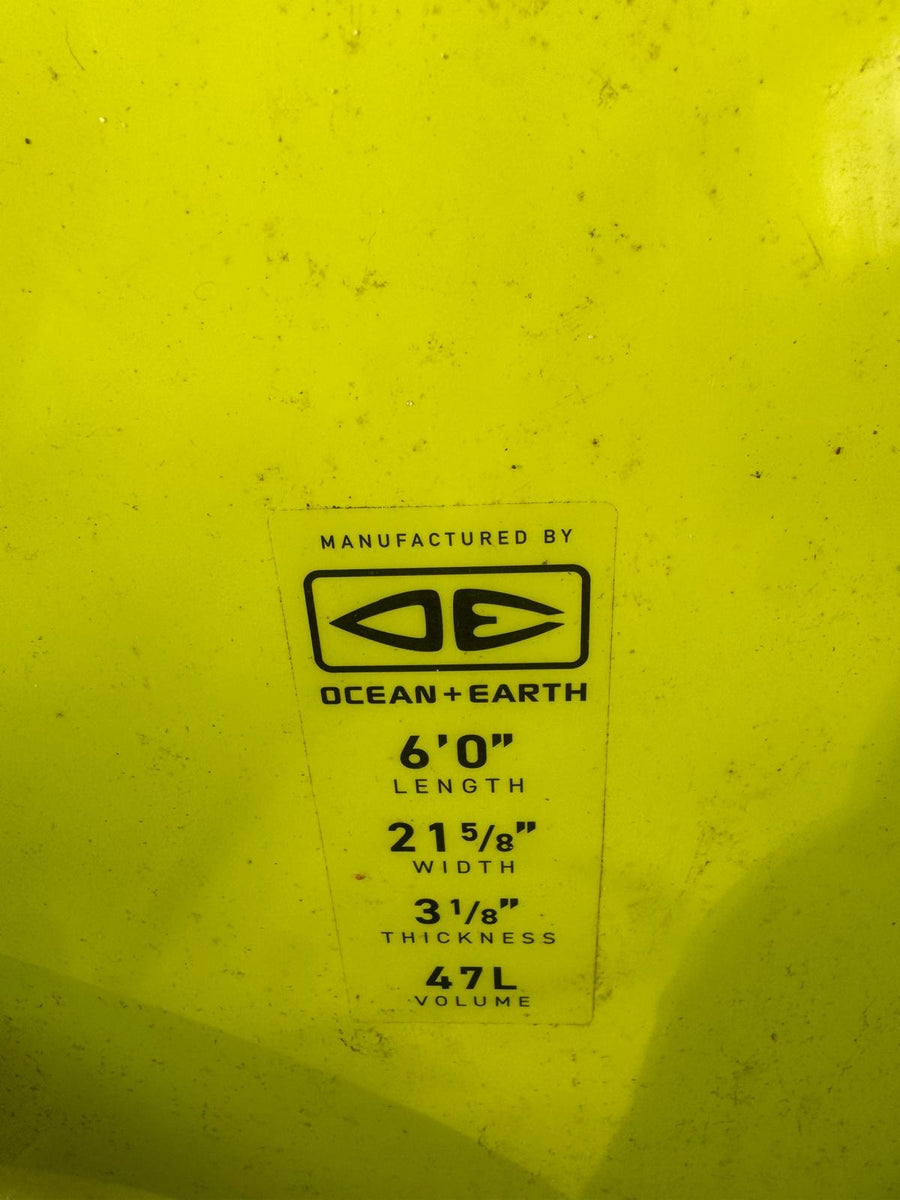 Ocean & Earth Ezi Rider Surfboard 6'0 Blue and Yellow - Image 4