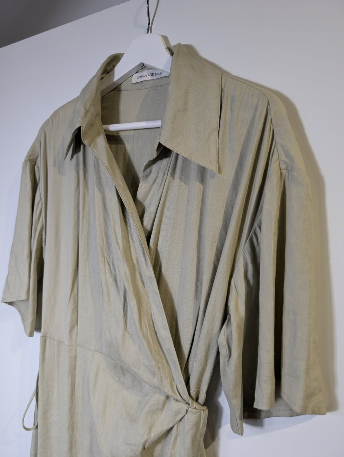 Camilla and Marc Wrap Midi Dress Sage Green - Image 5