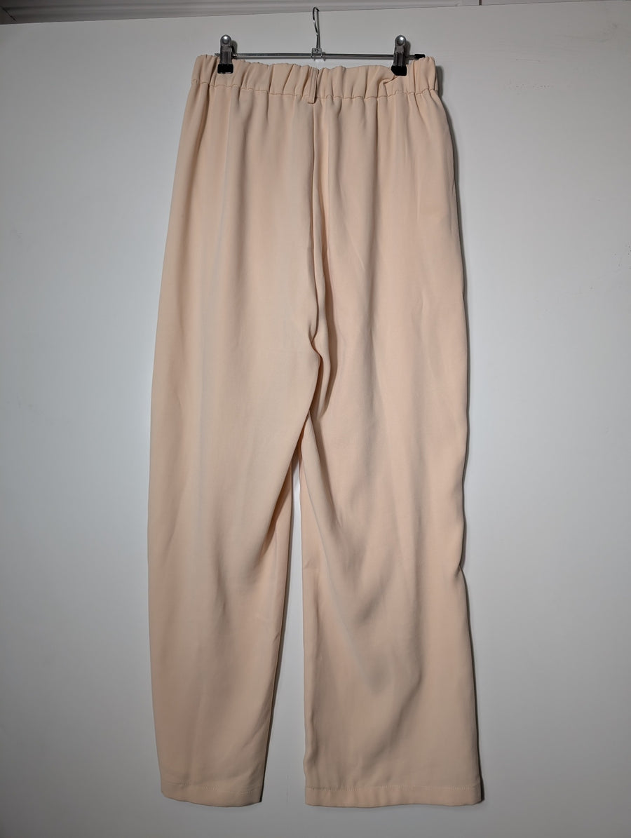Atmos&Here High-Waisted Pleated Wide-Leg Trousers Beige Size 12 - Image 4